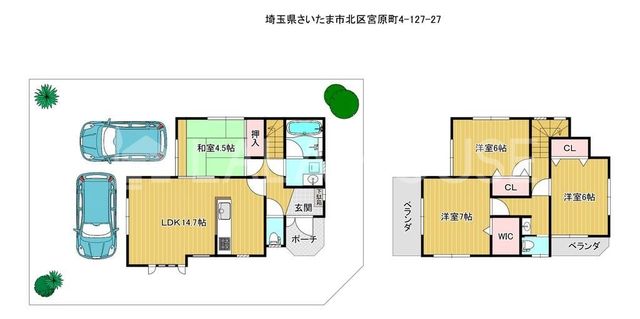  4SLDK�E�쓌�p�n�E���ԏ�2��I�y�n30.32�ؕt�I�O�ʓ��H6.0����